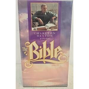 Charlton Heston Presents THE BIBLE VHS 2 Tape Set Stories Old & New Testaments